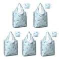 thumbnail image 1 of 5 Pack Foldable Shopping Bag,Light Blue Christmas Snowman Pattern Reusable Grocery Bags with Pockets,Large Reusable Tote Bags with Handles Waterproof & Lightweight, 1 of 6