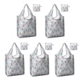 thumbnail image 1 of 5 Pack Foldable Shopping Bag,Light Blue Christmas Snowman and Tree Pattern Reusable Grocery Bags with Pockets,Large Reusable Tote Bags with Handles Waterproof & Lightweight, 1 of 6