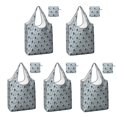 thumbnail image 1 of 5 Pack Foldable Shopping Bag,Light Blue Christmas Tree Pattern Reusable Grocery Bags with Pockets,Large Reusable Tote Bags with Handles Waterproof & Lightweight, 1 of 6