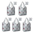 thumbnail image 1 of 5 Pack Foldable Shopping Bag,Light Blue Christmas Tree Pattern Reusable Grocery Bags with Pockets,Large Reusable Tote Bags with Handles Waterproof & Lightweight, 1 of 6