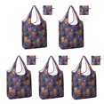 thumbnail image 1 of 5 Pack Foldable Shopping Bag,Magical Pumpkin Castle Halloween Pattern Reusable Grocery Bags with Pockets,Large Reusable Tote Bags with Handles Waterproof & Lightweight, 1 of 6
