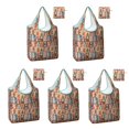 thumbnail image 1 of 5 Pack Foldable Shopping Bag,Multicolor Christmas Icon Pattern Reusable Grocery Bags with Pockets,Large Reusable Tote Bags with Handles Waterproof & Lightweight, 1 of 6