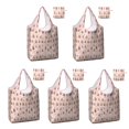 thumbnail image 1 of 5 Pack Foldable Shopping Bag,Pink Christmas Gingerbread House Pattern Reusable Grocery Bags with Pockets,Large Reusable Tote Bags with Handles Waterproof & Lightweight, 1 of 6