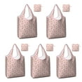 thumbnail image 1 of 5 Pack Foldable Shopping Bag,Pink Christmas Gingerbread Pattern Reusable Grocery Bags with Pockets,Large Reusable Tote Bags with Handles Waterproof & Lightweight, 1 of 6