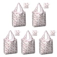 thumbnail image 1 of 5 Pack Foldable Shopping Bag,Pink Christmas Tree Pattern Reusable Grocery Bags with Pockets,Large Reusable Tote Bags with Handles Waterproof & Lightweight, 1 of 6