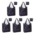 thumbnail image 1 of 5 Pack Foldable Shopping Bag,Purple Halloween Ghost Pumpkin Skull Pattern Reusable Grocery Bags with Pockets,Large Reusable Tote Bags with Handles Waterproof & Lightweight, 1 of 6
