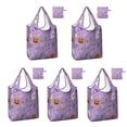 thumbnail image 1 of 5 Pack Foldable Shopping Bag,Purple Halloween Pattern Reusable Grocery Bags with Pockets,Large Reusable Tote Bags with Handles Waterproof & Lightweight, 1 of 6