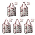 thumbnail image 1 of 5 Pack Foldable Shopping Bag,Red Christmas Farm and Truck Pattern Reusable Grocery Bags with Pockets,Large Reusable Tote Bags with Handles Waterproof & Lightweight, 1 of 6