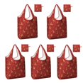 thumbnail image 1 of 5 Pack Foldable Shopping Bag,Red Christmas Golden Reindeer Pattern Reusable Grocery Bags with Pockets,Large Reusable Tote Bags with Handles Waterproof & Lightweight, 1 of 6