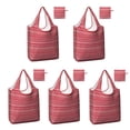 thumbnail image 1 of 5 Pack Foldable Shopping Bag,Red Christmas Pattern Reusable Grocery Bags with Pockets,Large Reusable Tote Bags with Handles Waterproof & Lightweight, 1 of 6