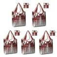 thumbnail image 1 of 5 Pack Foldable Shopping Bag,Red Christmas Pattern Reusable Grocery Bags with Pockets,Large Reusable Tote Bags with Handles Waterproof & Lightweight, 1 of 6