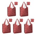 thumbnail image 1 of 5 Pack Foldable Shopping Bag,Red Christmas Snowflake Pattern Reusable Grocery Bags with Pockets,Large Reusable Tote Bags with Handles Waterproof & Lightweight, 1 of 6