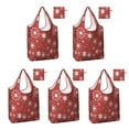 thumbnail image 1 of 5 Pack Foldable Shopping Bag,Red Christmas Snowflake Pattern Reusable Grocery Bags with Pockets,Large Reusable Tote Bags with Handles Waterproof & Lightweight, 1 of 6
