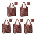 thumbnail image 1 of 5 Pack Foldable Shopping Bag,Red Christmas Snowflake Pattern Reusable Grocery Bags with Pockets,Large Reusable Tote Bags with Handles Waterproof & Lightweight, 1 of 6