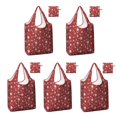 thumbnail image 1 of 5 Pack Foldable Shopping Bag,Red Christmas Snowflake Pattern Reusable Grocery Bags with Pockets,Large Reusable Tote Bags with Handles Waterproof & Lightweight, 1 of 6
