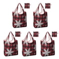 thumbnail image 1 of 5 Pack Foldable Shopping Bag,Red Christmas Snowflake and Plaid Pattern Reusable Grocery Bags with Pockets,Large Reusable Tote Bags with Handles Waterproof & Lightweight, 1 of 6