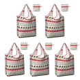 thumbnail image 1 of 5 Pack Foldable Shopping Bag,Red Christmas Stocking and Snowflake Pattern Reusable Grocery Bags with Pockets,Large Reusable Tote Bags with Handles Waterproof & Lightweight, 1 of 6