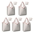 thumbnail image 1 of 5 Pack Foldable Shopping Bag,Red and Yellow Christmas Pattern Reusable Grocery Bags with Pockets,Large Reusable Tote Bags with Handles Waterproof & Lightweight, 1 of 6