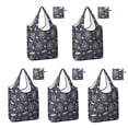 thumbnail image 1 of 5 Pack Foldable Shopping Bag,Spider Web Bats Halloween Pattern Reusable Grocery Bags with Pockets,Large Reusable Tote Bags with Handles Waterproof & Lightweight, 1 of 6