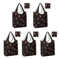 thumbnail image 1 of 5 Pack Foldable Shopping Bag,Spooky Pumpkin Faces Halloween Pattern Reusable Grocery Bags with Pockets,Large Reusable Tote Bags with Handles Waterproof & Lightweight, 1 of 6