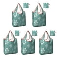 thumbnail image 1 of 5 Pack Foldable Shopping Bag,Turquoise Christmas Snowflake Pattern Reusable Grocery Bags with Pockets,Large Reusable Tote Bags with Handles Waterproof & Lightweight, 1 of 6