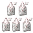 thumbnail image 1 of 5 Pack Foldable Shopping Bag,White Christmas Bird and Pine Pattern Reusable Grocery Bags with Pockets,Large Reusable Tote Bags with Handles Waterproof & Lightweight, 1 of 6
