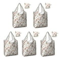 thumbnail image 1 of 5 Pack Foldable Shopping Bag,White Christmas Gnome Pattern Reusable Grocery Bags with Pockets,Large Reusable Tote Bags with Handles Waterproof & Lightweight, 1 of 6