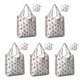 thumbnail image 1 of 5 Pack Foldable Shopping Bag,White Christmas Santa Pattern Reusable Grocery Bags with Pockets,Large Reusable Tote Bags with Handles Waterproof & Lightweight, 1 of 6