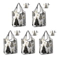 thumbnail image 1 of 5 Pack Foldable Shopping Bag,White Christmas Tree and Snowflake Pattern Reusable Grocery Bags with Pockets,Large Reusable Tote Bags with Handles Waterproof & Lightweight, 1 of 6
