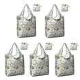 thumbnail image 1 of 5 Pack Foldable Shopping Bag,White Christmas Wreath Pattern Reusable Grocery Bags with Pockets,Large Reusable Tote Bags with Handles Waterproof & Lightweight, 1 of 6