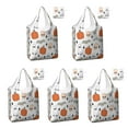 thumbnail image 1 of 5 Pack Foldable Shopping Bag,White Halloween Ghosts Skulls and Bats Reusable Grocery Bags with Pockets,Large Reusable Tote Bags with Handles Waterproof & Lightweight, 1 of 6