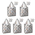 thumbnail image 1 of 5 Pack Foldable Shopping Bag,White Halloween Witch Pumpkin Pattern Reusable Grocery Bags with Pockets,Large Reusable Tote Bags with Handles Waterproof & Lightweight, 1 of 6