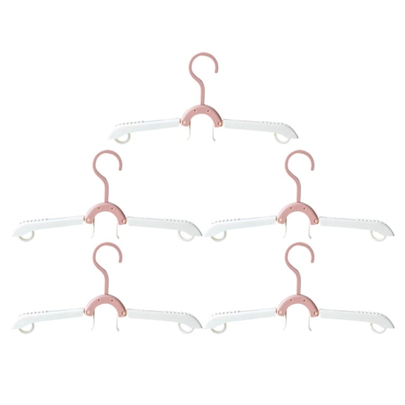 5-Pack Foldable Travel Hangers | Telescoping Clothes Drying Rack for Adult Clothes | Compact Storage for Suits, Dresses & Pants | Includes 2 Clips Each