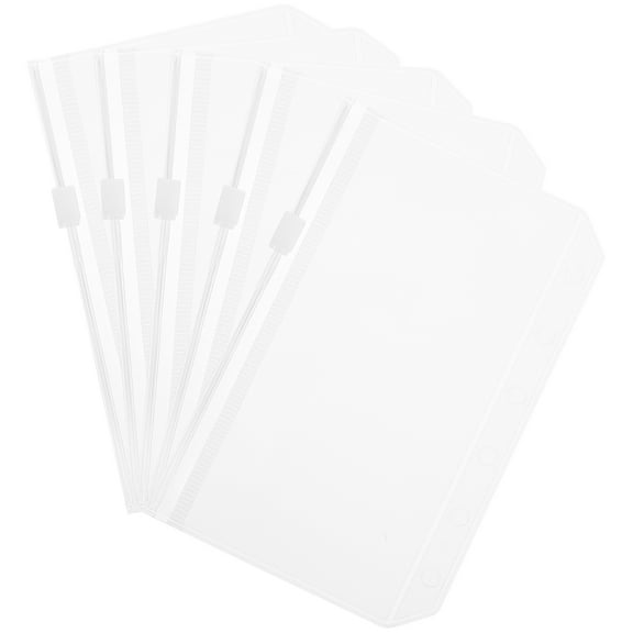5 Pack Folder Storage Bag Boxes Binders Clear Zipper Insert Zippers A5