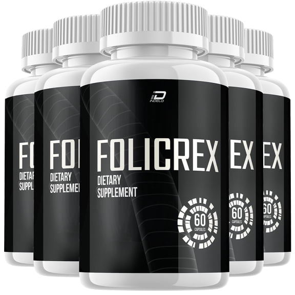 (5 Pack) Folicrex Hair Growth Pills Folicrex Extra Strength Vitamins Reviews Suppliment (300 Capsules)