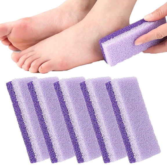 5 Pack Foot Pumice Stone with Stripes to Increase Friction, 2025 Upgraded Pedicure Foot Pumice Stone for Feet Hard Skin Callus Remover and Scrubber, Purple