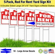 5 Pack For Rent Signs Kit with stakes, and arrow stickers