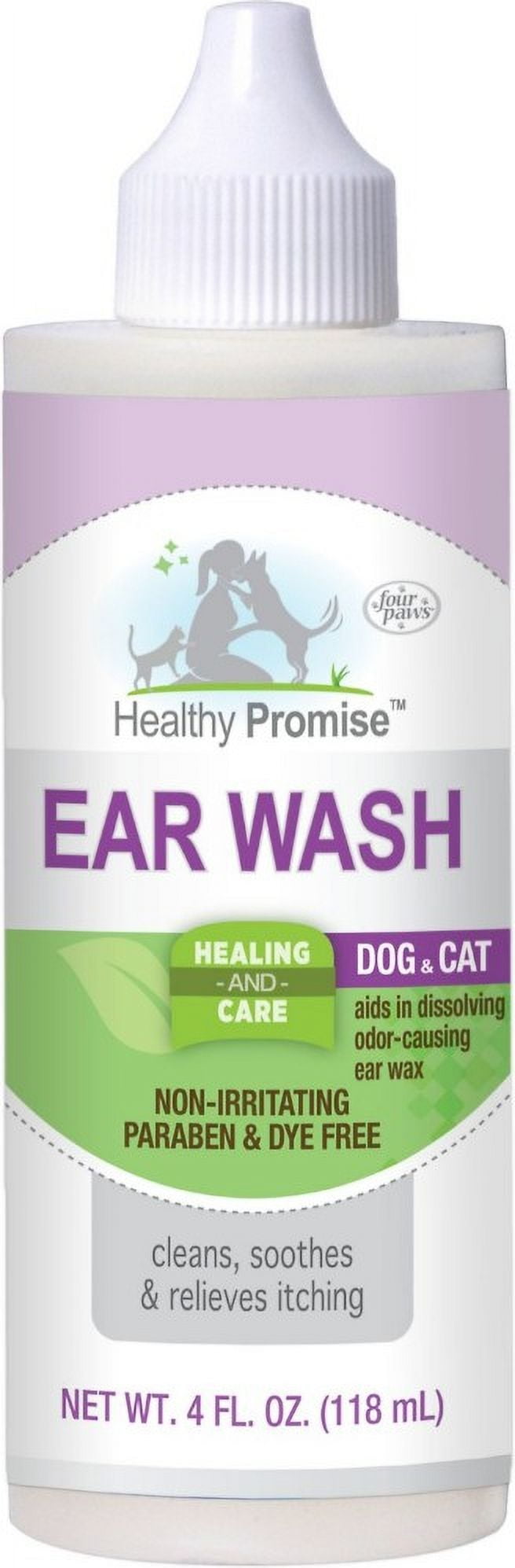 5 Pack Four Paws Healthy Promise Dog and Cat Ear Wash [Dog Ear Care, Cat Ear and Eye Care, Bulk Dog Supplies, Four Paws] 20 oz (5 x 4 oz)