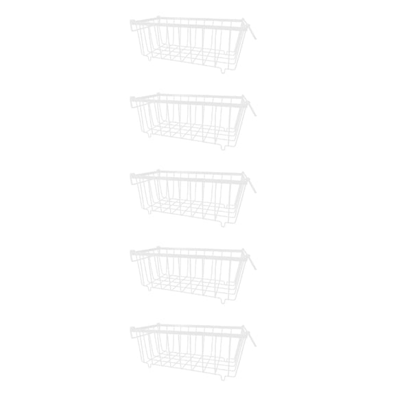 5 Pack Freezer Organizers Stackable Bins Refrigerator Storage Basket Wire Drink Organizer Metal Texture for Meat Fish