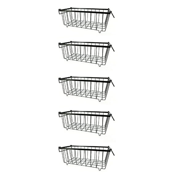 5 Pack Freezer Organizers Stackable Bins Refrigerator Storage Basket Wire Drink Organizer Metal Texture for Meat Fish