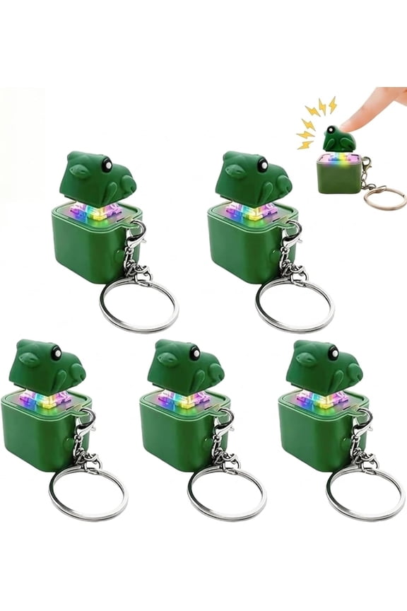 5 Pack Frog Croaking Fidget Toy Keychain with Sound & LED Lights, Rechargeable Keyboard Clicker for Stress Relief and Anxiety Relief, Portable Sensory Noise Keychain Gift for Adults