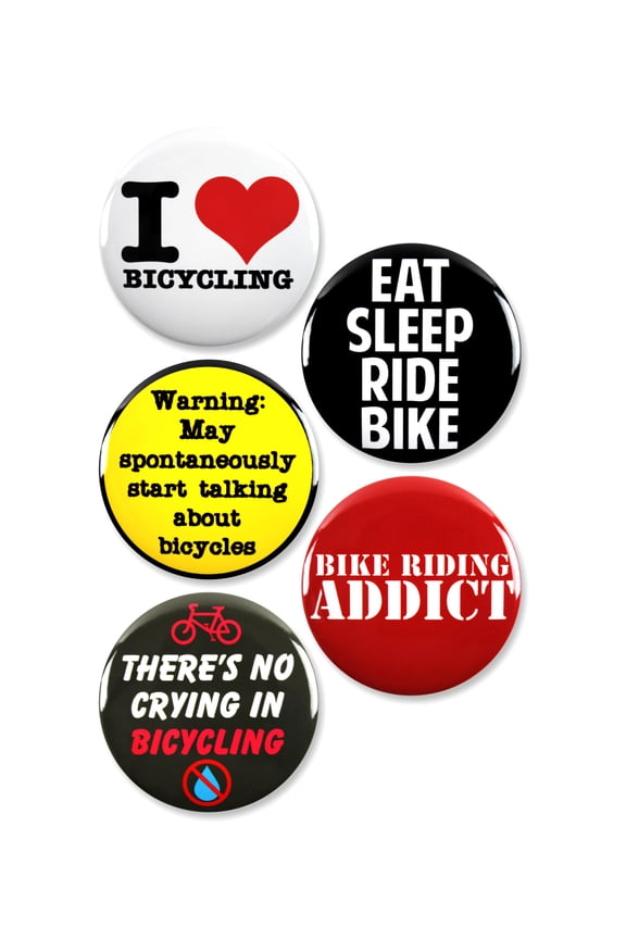 5 Pack - Funny Bicycling Fanatic Team Pinback Buttons - 2.25 Inch