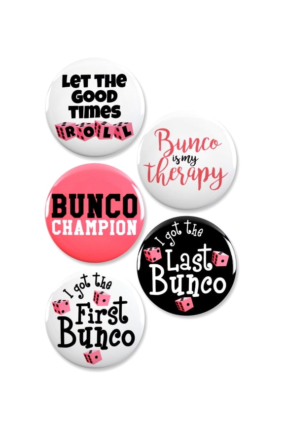 5 Pack - Funny Bunco Game Awards Pinback Buttons - 2.25 Inch
