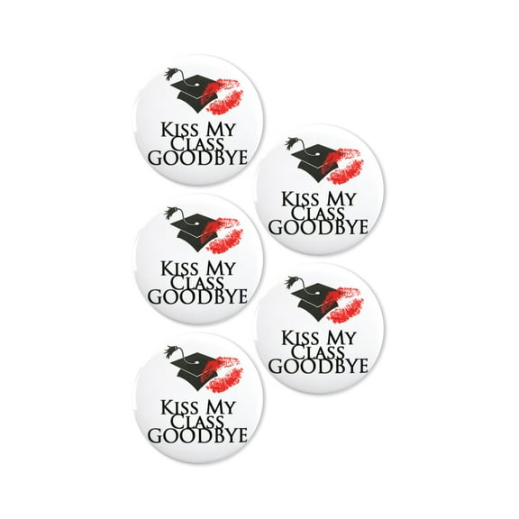 5 Pack - Funny Kiss My Class Graduation Scholastic Pinback Buttons - 2.25 Inch
