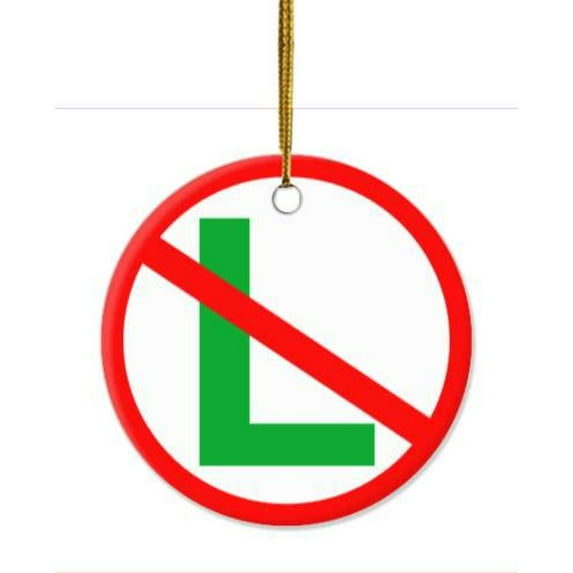 5 Pack - Funny No "L" Noel Ceramic Christmas Ornament - 2.85 Inch Round