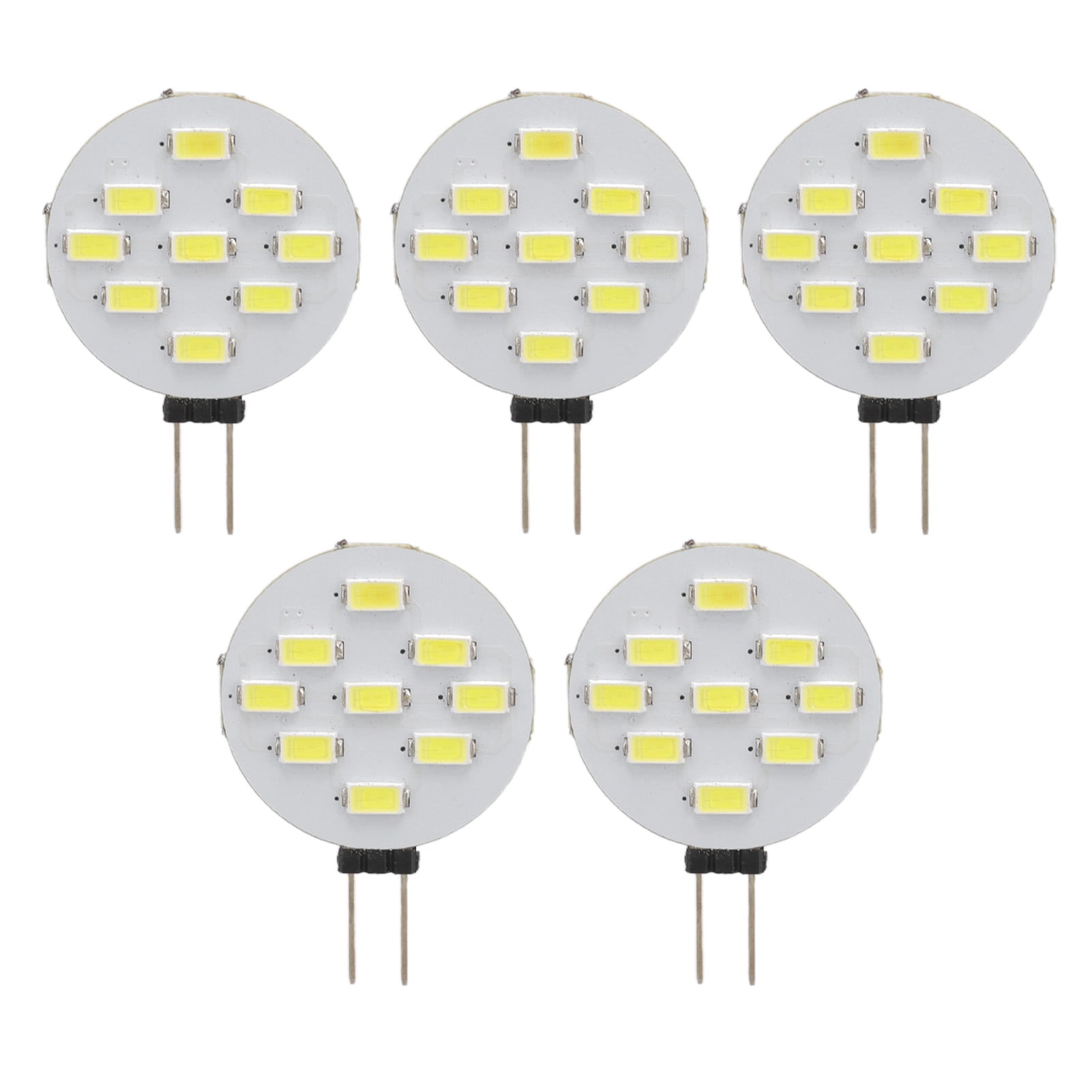 5-Pack G4 LED Bulbs, 9-Beam 6000K White Lights, 180° Angle, Bi-Pin Base ...