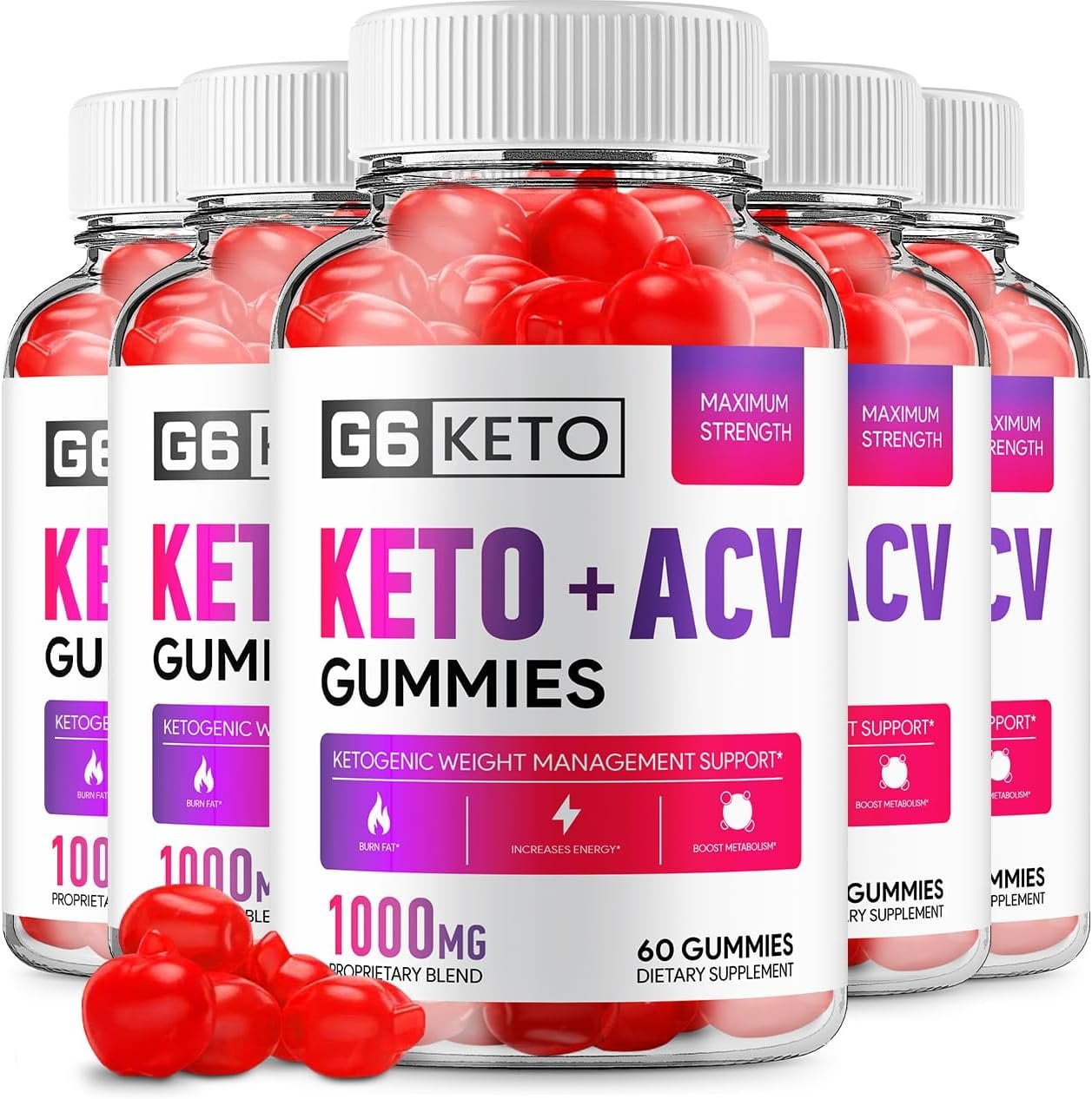 5 Pack G6 Keto ACV Gummies G6 ACV Advanced Formula Plus Apple Cider Vinegar Keto Gummies Dietary Supplement B12 Beet Root Juice Men Women 60 Gummies 300 Gummies