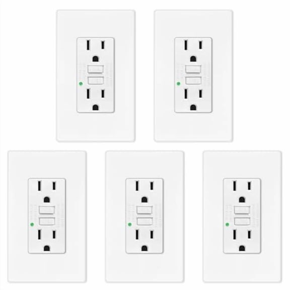 5 Pack GFCI Outlet GFI Electrical Outlet 15 amp White Non Tamper Resistant Outlet Receptacle Outdoor GFCI Outlet Weather Resistant, UL Listed 15 amp Outlet Ground Fault Outlet Weatherproof gfci