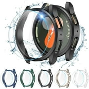 5 Pack Galaxy Watch 7 40mm Screen Protector Case, Anti-Fog Tempered Glass Screen Protective Film plus Hard PC Protective Bumper compatible with Samsung Galaxy Watch 7 40mm
