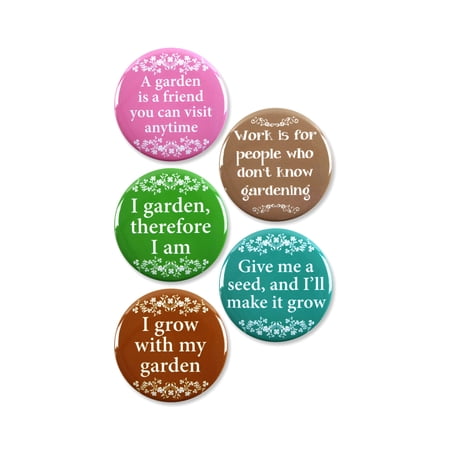 5 Pack - Garden Inspiration Pinback Button Badges - 2.25 Inch